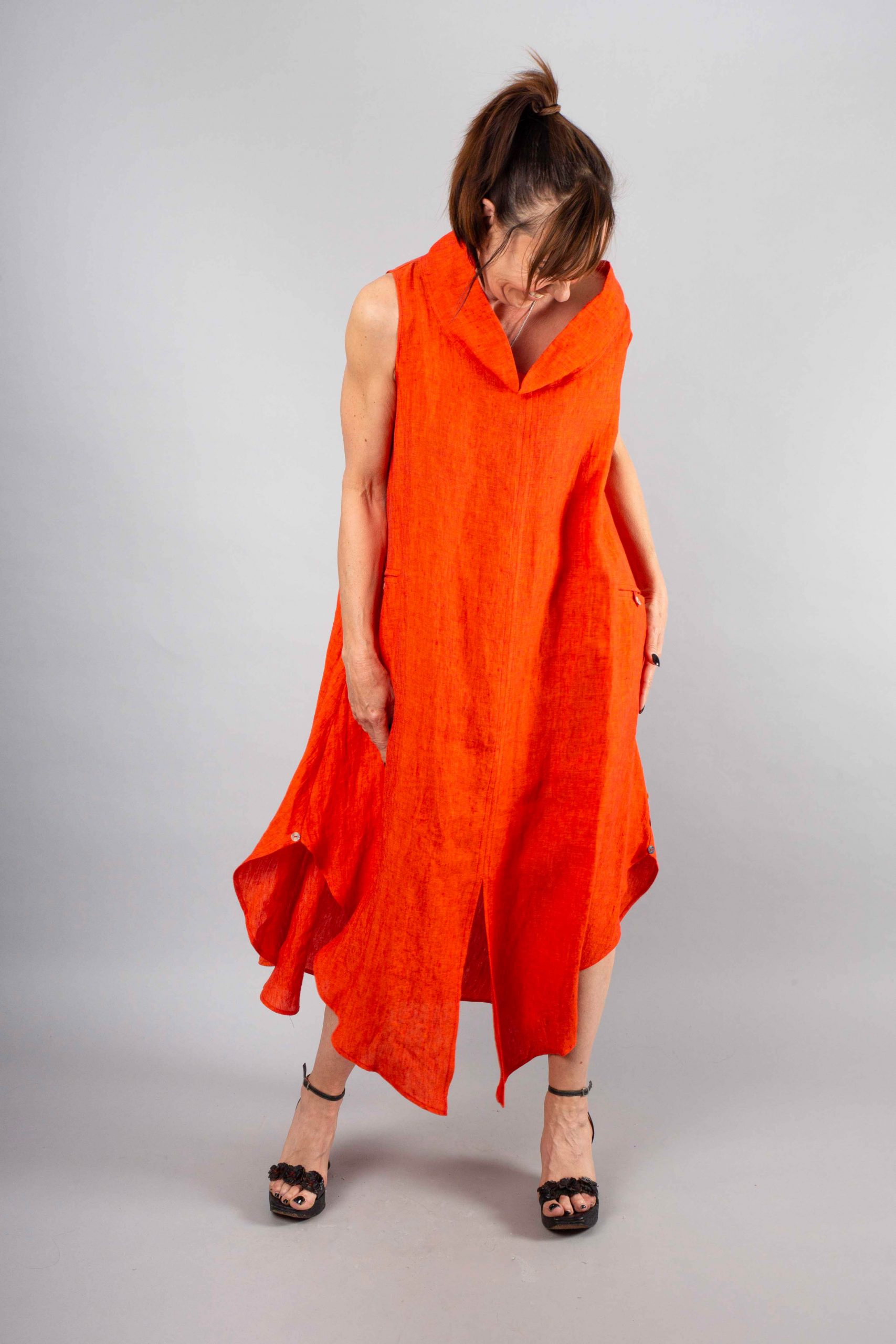 Ralston Bela Linen Dress Tangerine ⋆ Colmers Hill Fashion