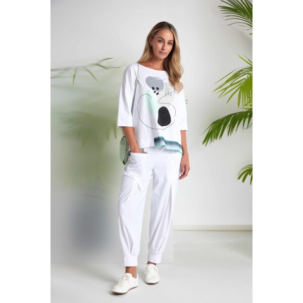 Back view of Naya travel fabric cuff trousers with elasticated waistband – Naya Clothing NAS26207