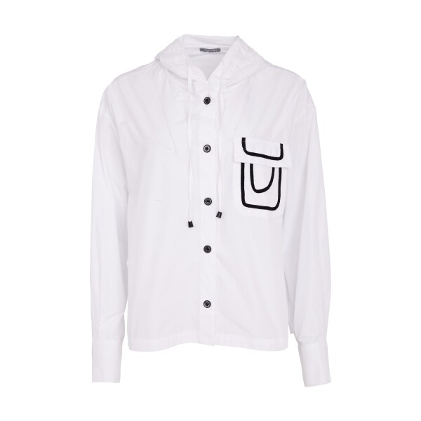 Naya hooded top white with contrast trim pocket and button detail – Naya Clothing NAS26165