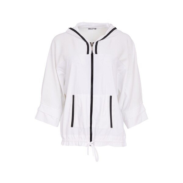 Naya high neck zip top white with contrast trim and pocket detail – Naya Clothing NAS26171