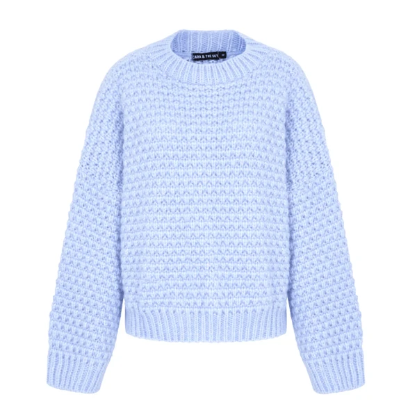 Darwin textured jumper in soft sky blue oversized knit sweater